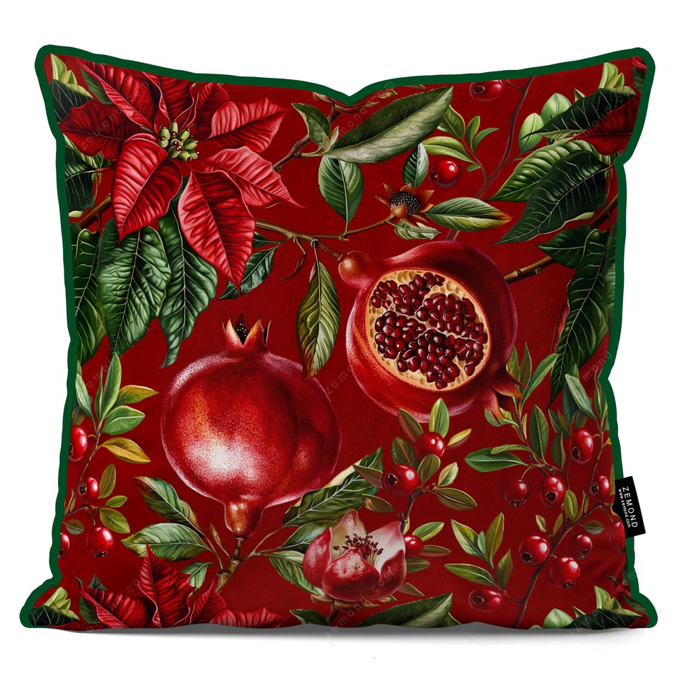 کاور کوسن زیما طرح انار یلدا 1 کد 103 زرشکی-قرمز