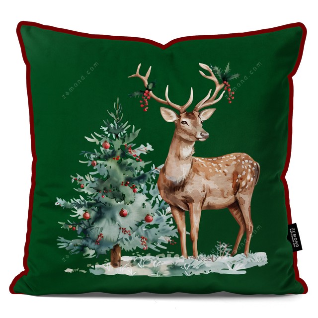 کاور کوسن زیما طرح گوزن و کاج کریسمس