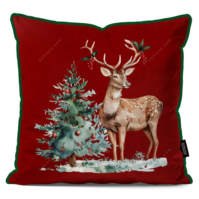 کاور کوسن زیما طرح گوزن و کاج کریسمس