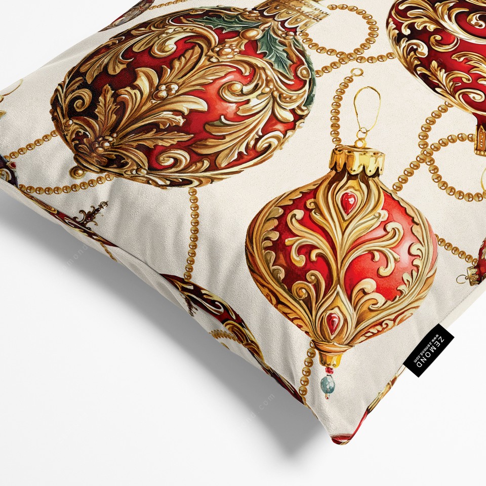 کاور کوسن زیما طرح تزئینات کریسمس 1 کد 106 کرم-طلایی