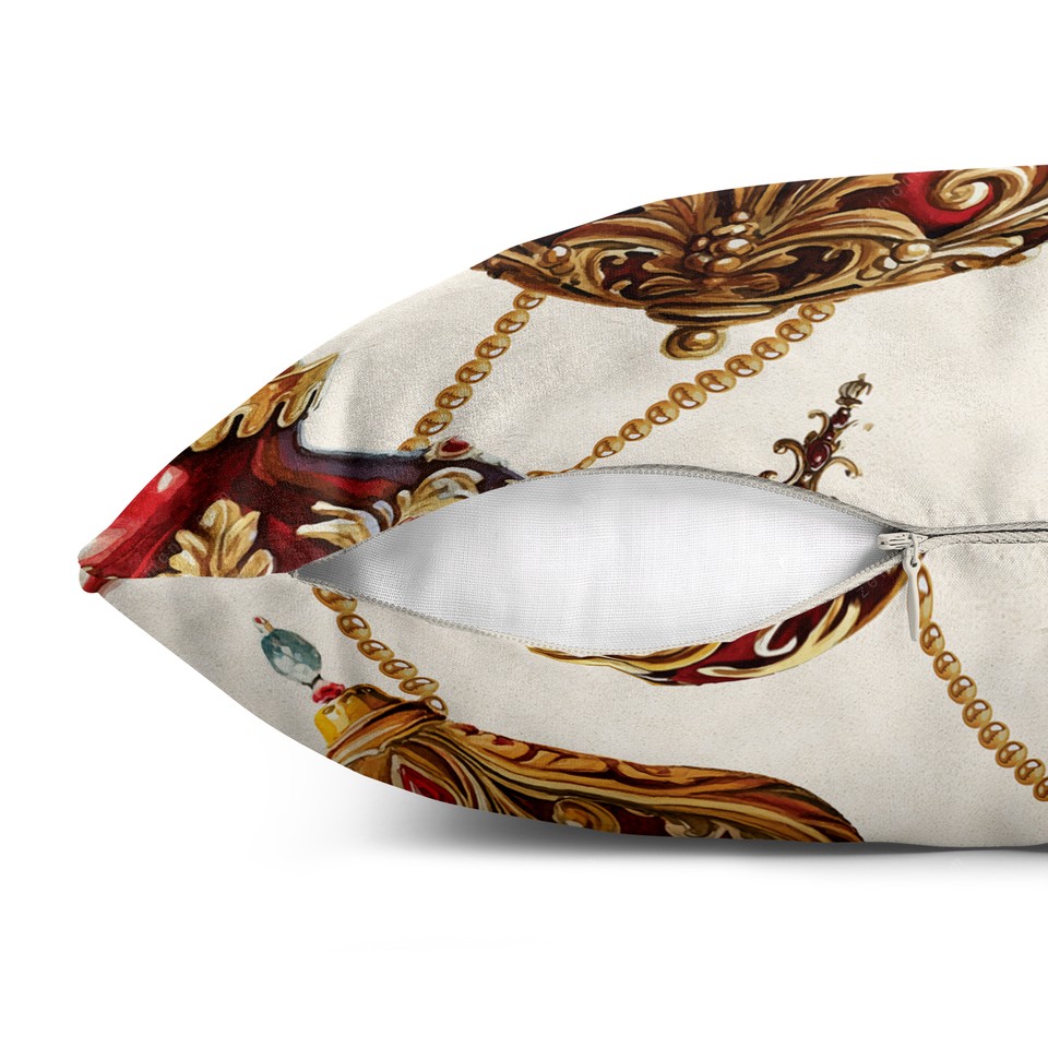 کاور کوسن زیما طرح تزئینات کریسمس 1 کد 106 کرم-طلایی