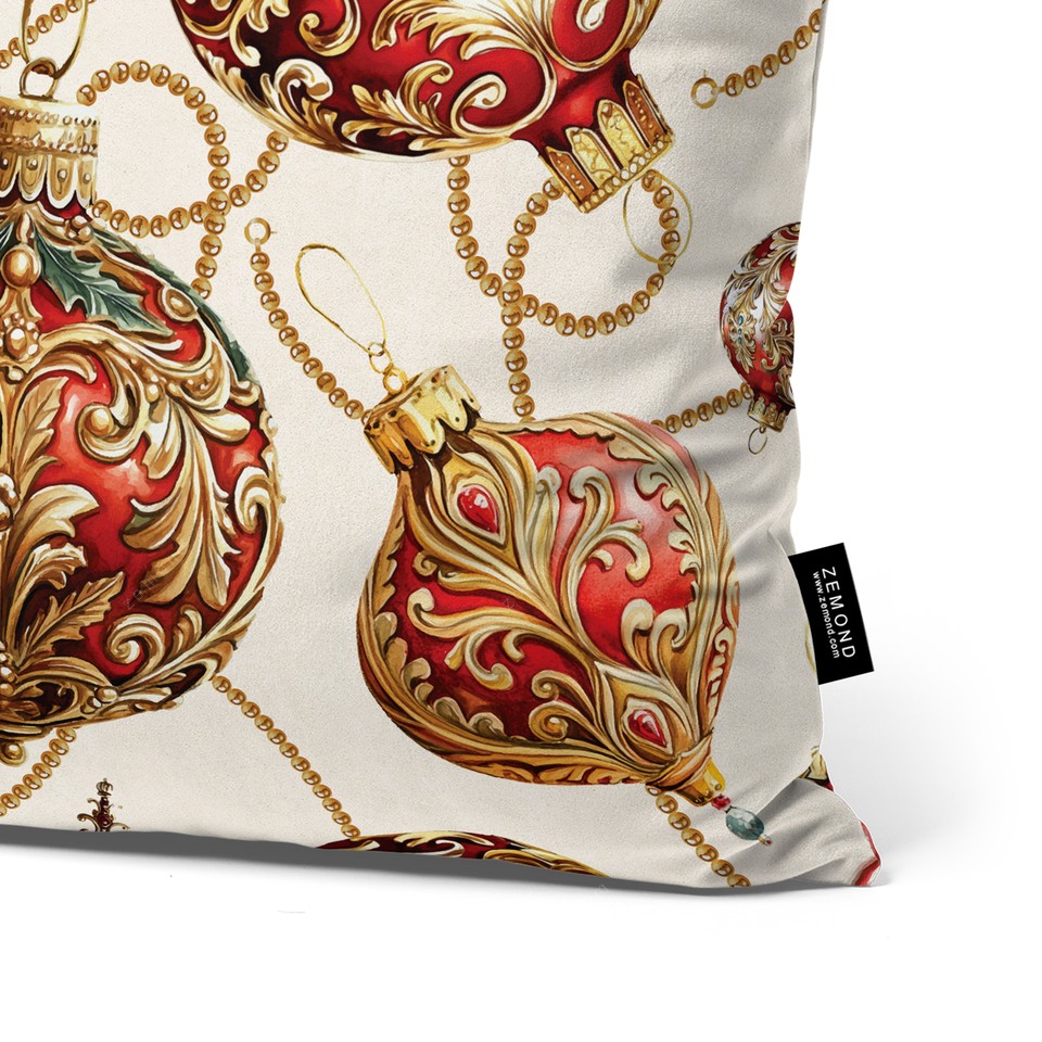 کاور کوسن زیما طرح تزئینات کریسمس 1 کد 106 کرم-طلایی