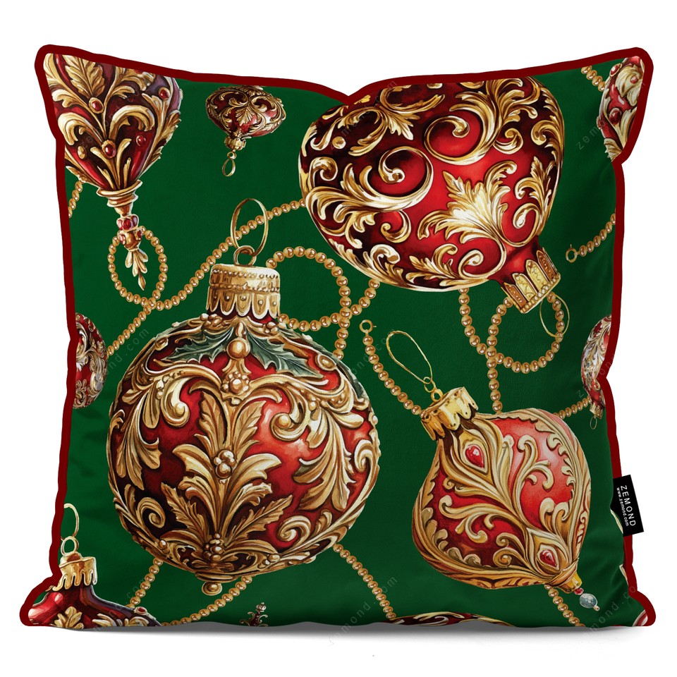 کاور کوسن زیما طرح تزئینات کریسمس 1 کد 106 سبز-طلایی