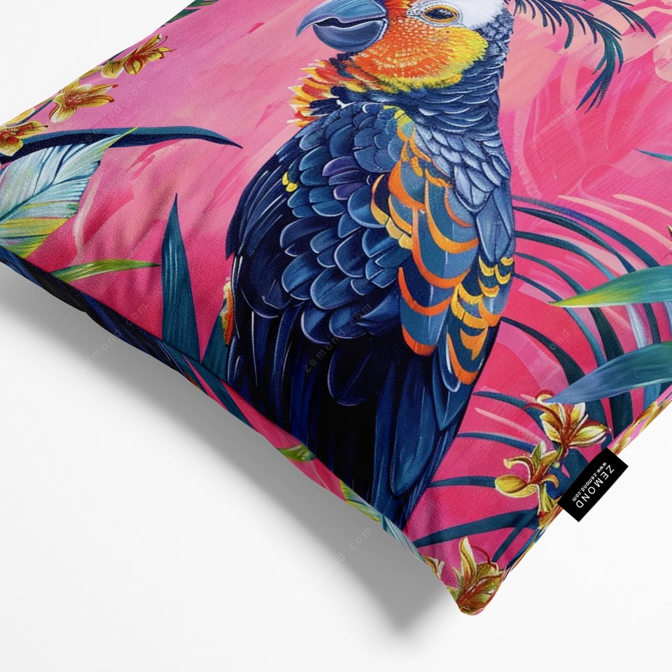 کاور کوسن هاوایی طرح طوطی گرمسیری 1 کد 115 صورتی