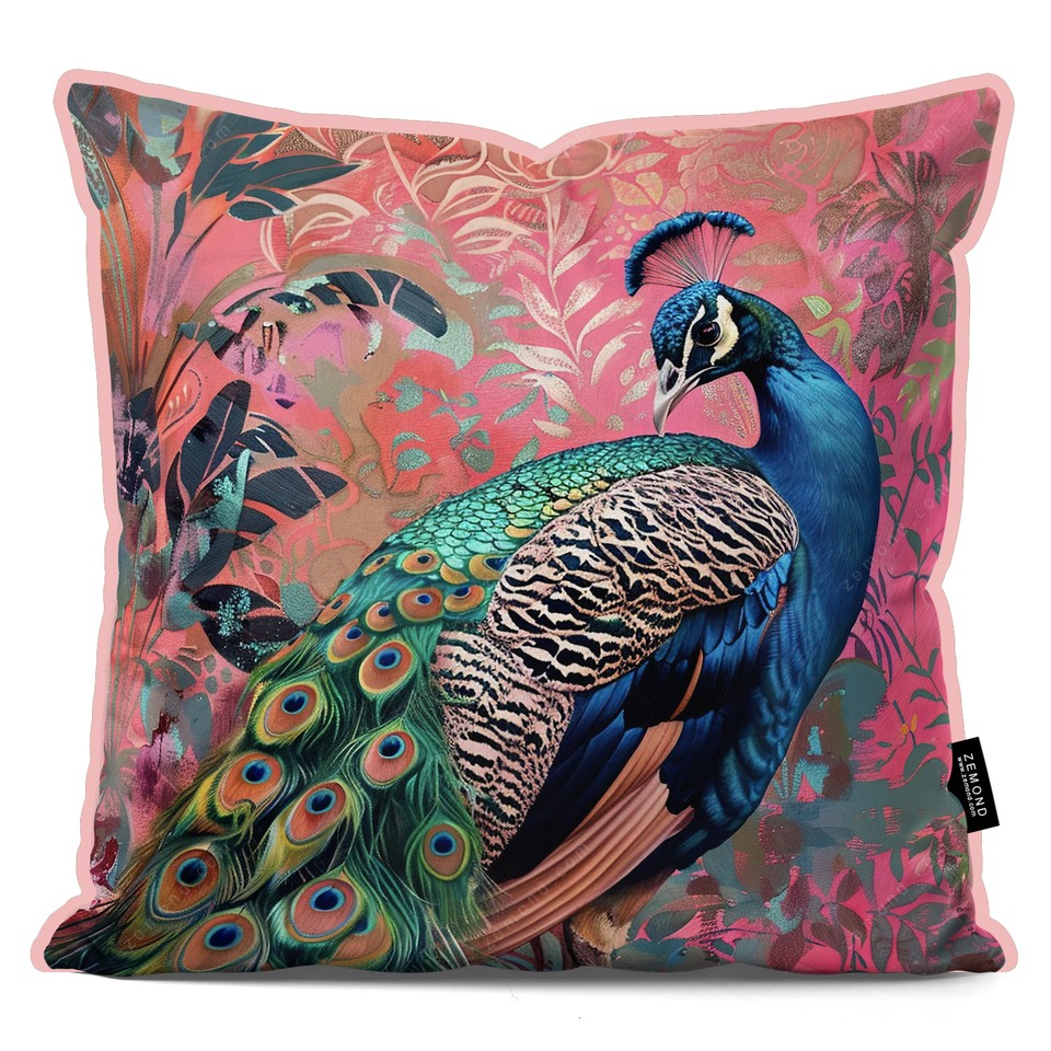 کاور کوسن هاوایی طرح طاووس گرمسیری 1 کد 116 صورتی