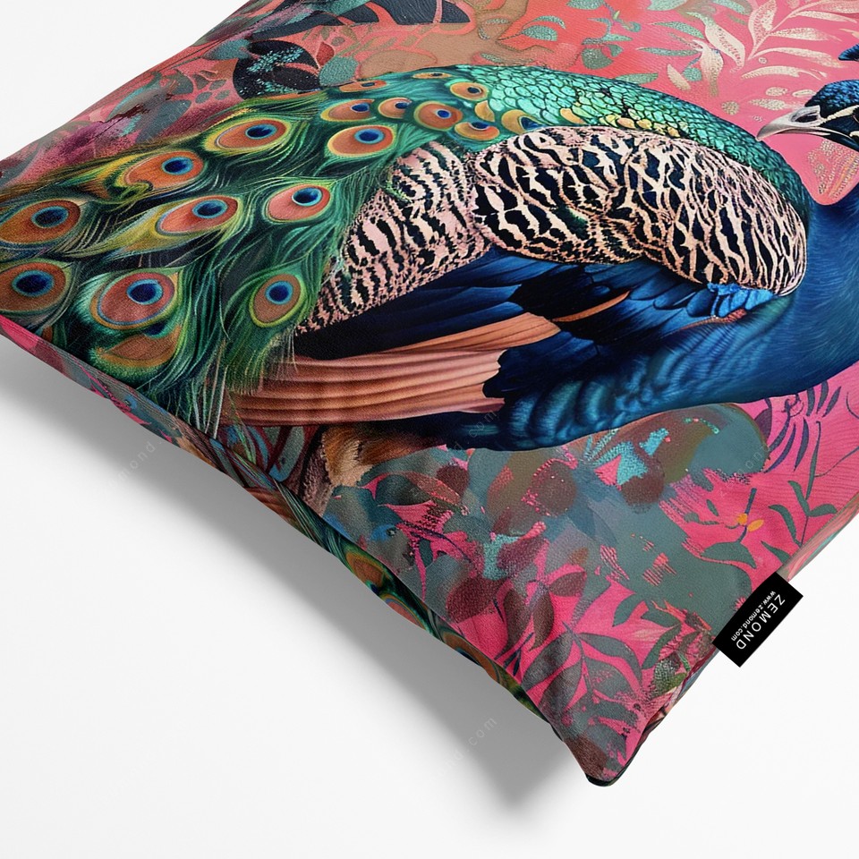 کاور کوسن هاوایی طرح طاووس گرمسیری 1 کد 116 صورتی