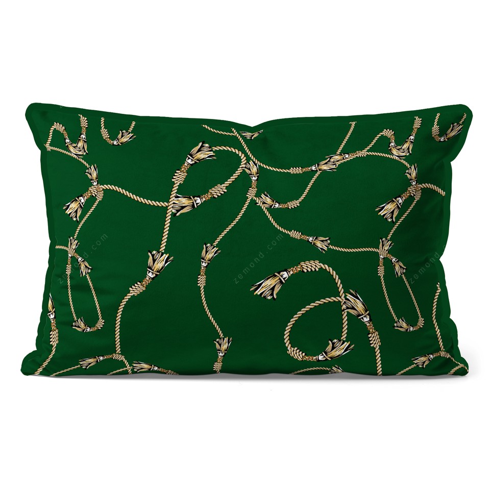 کاور کوسن هرمس طرح طناب منگوله دار کد 13 سبز-طلایی