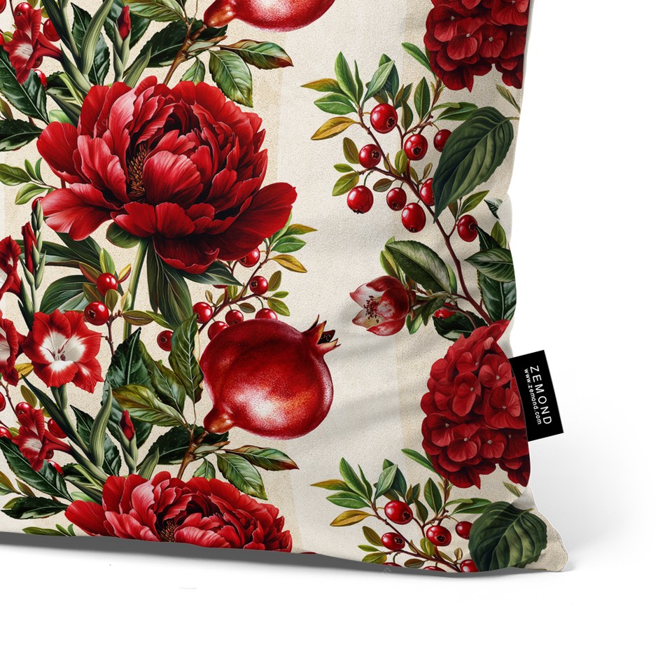 کاور کوسن زیما طرح انار یلدا 2 کد 130 کرم-قرمز