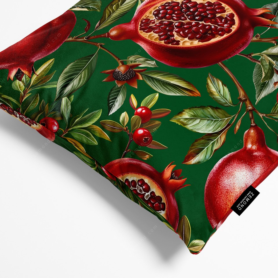 کاور کوسن زیما طرح انار یلدا 3 کد 131 سبز-قرمز