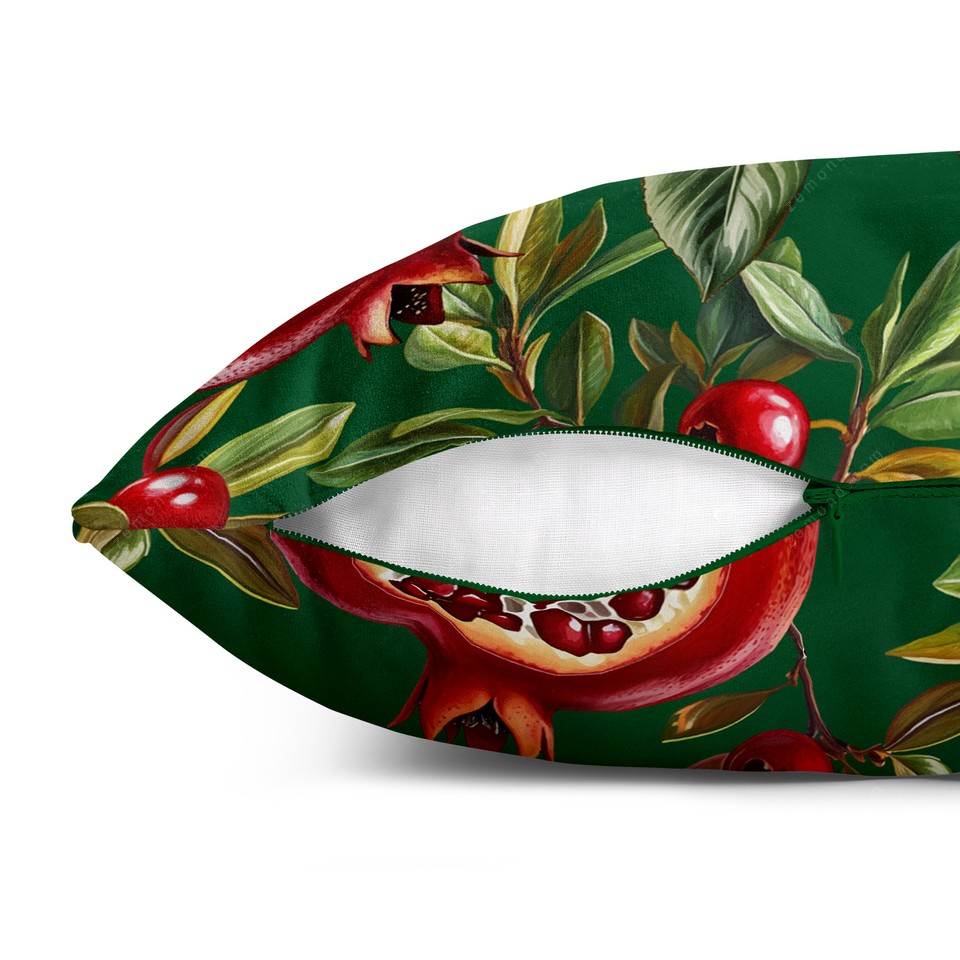 کاور کوسن زیما طرح انار یلدا 3 کد 131 سبز-قرمز