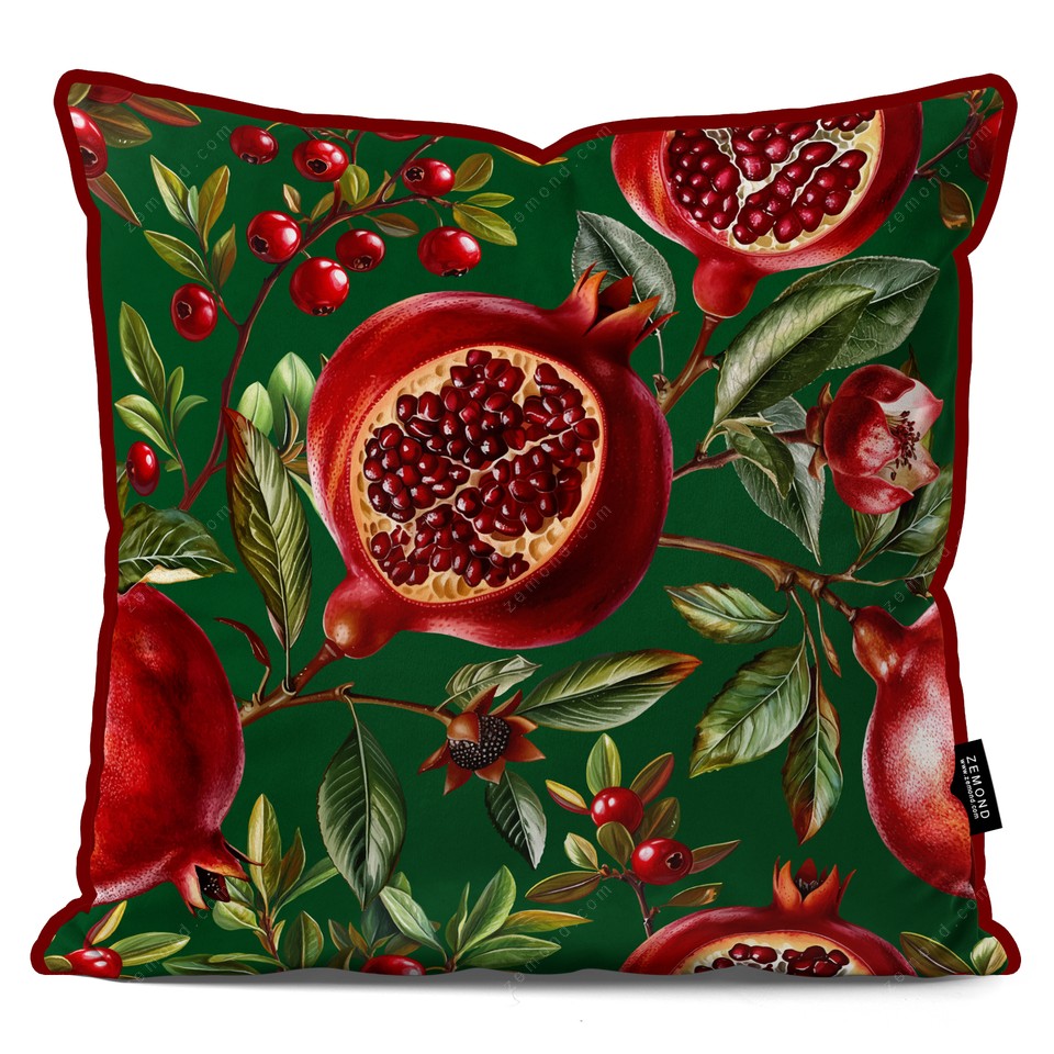 کاور کوسن زیما طرح انار یلدا 3 کد 131 سبز-قرمز