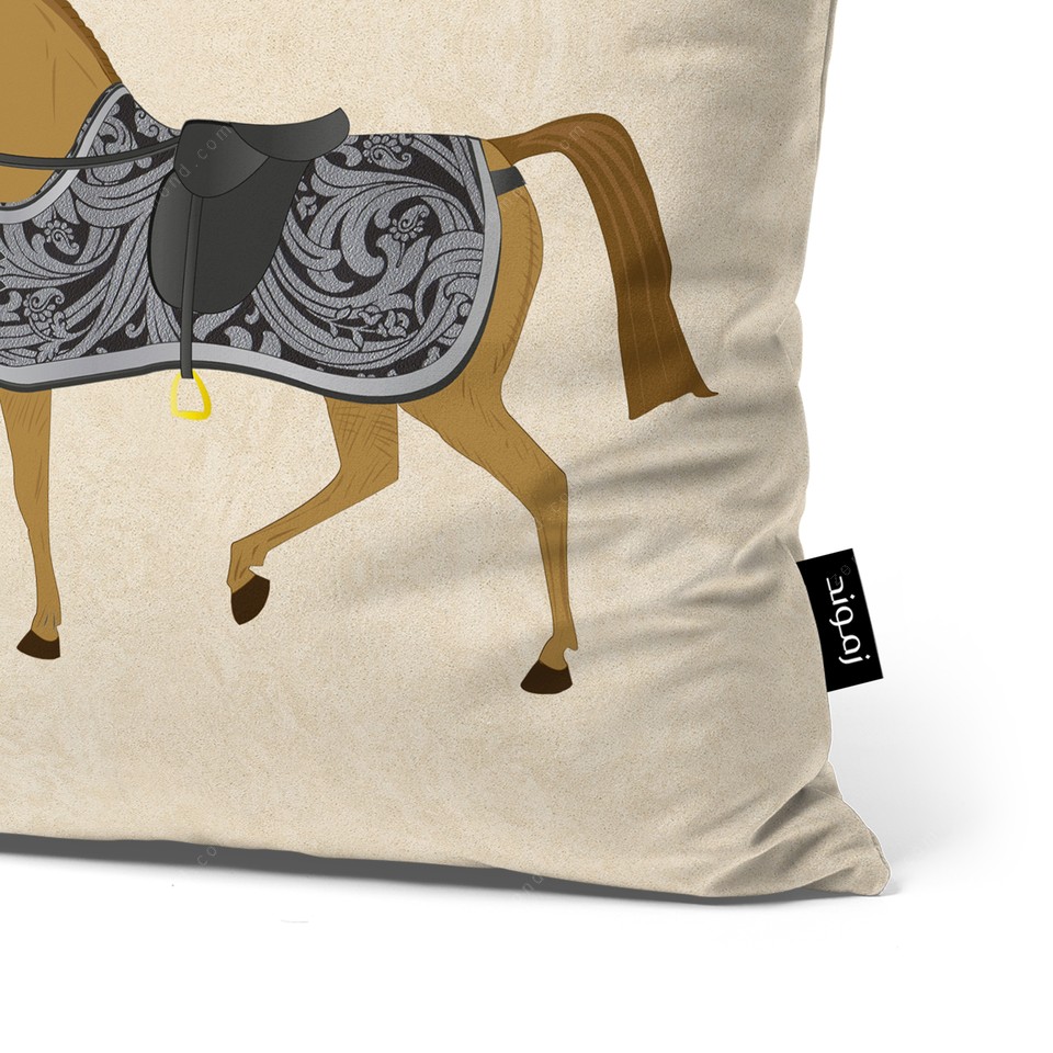 کاور کوسن هرمس طرح اسب خاکستری باروک کد 17 کرم