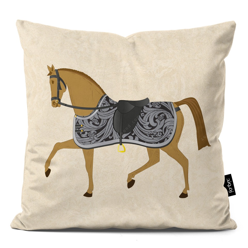 کاور کوسن هرمس طرح اسب خاکستری باروک کد 17 کرم
