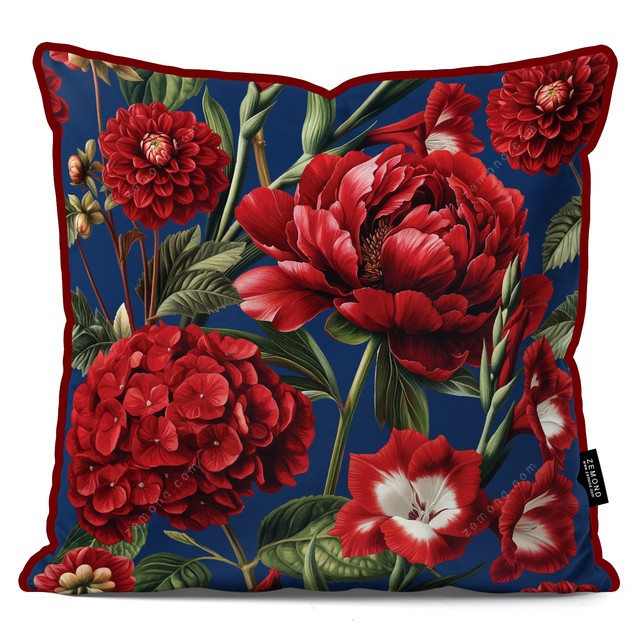 کاور کوسن زیما طرح گلهای قرمز مخملی