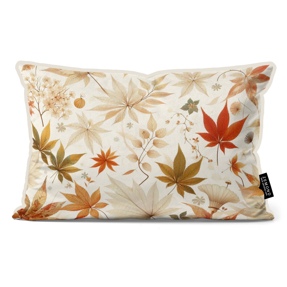 کاور کوسن پاییزان طرح برگ ریزان 2 کد 213 کرم نارنجی