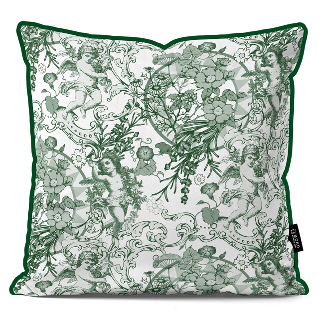 کاور کوسن قلم آبی طرح فرشتگان و گلهای ویکتوریایی 1