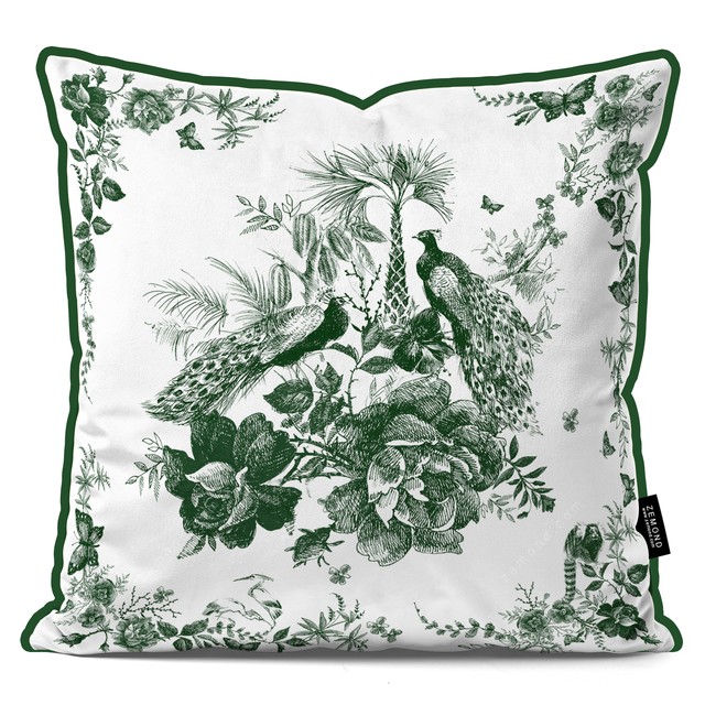 کاور کوسن قلم آبی طرح گل و طاووس 1