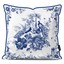کاور کوسن قلم آبی طرح گل و طاووس 1 کد 231 سفید-سرمه ای