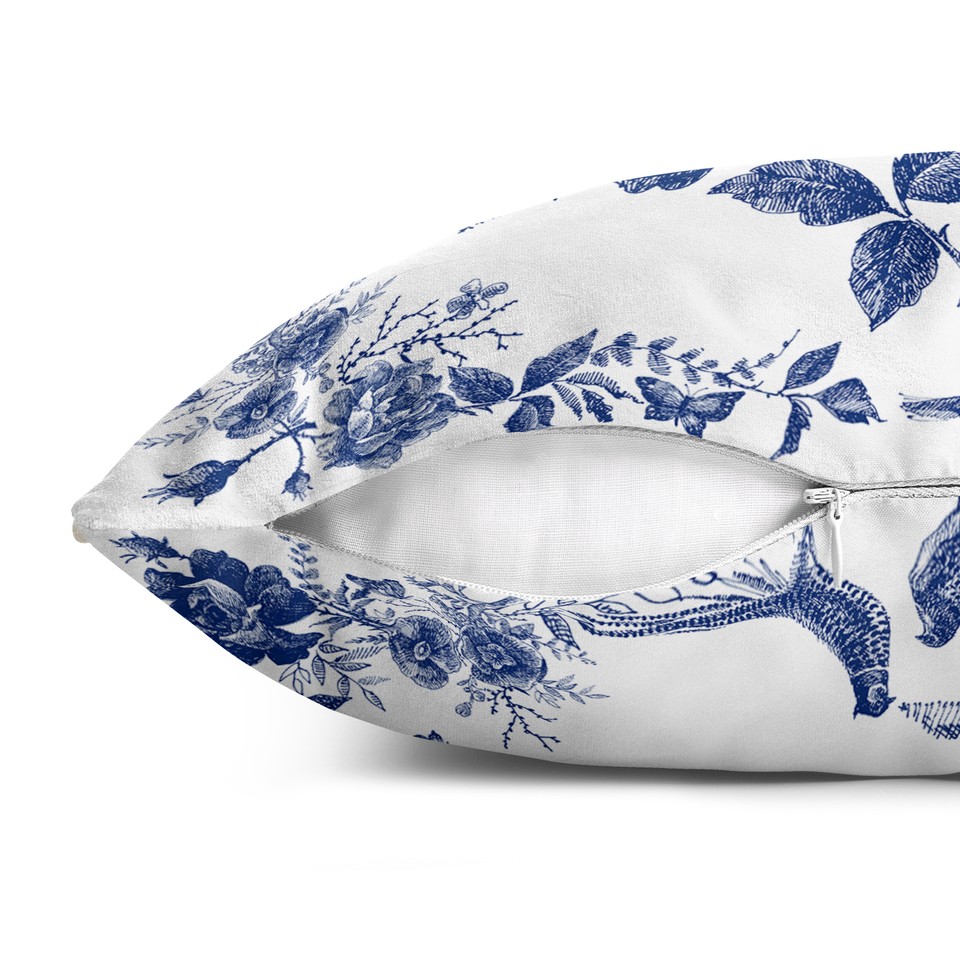 کاور کوسن قلم آبی طرح گل و گوزن 1 کد 234 نارنجی-سبز