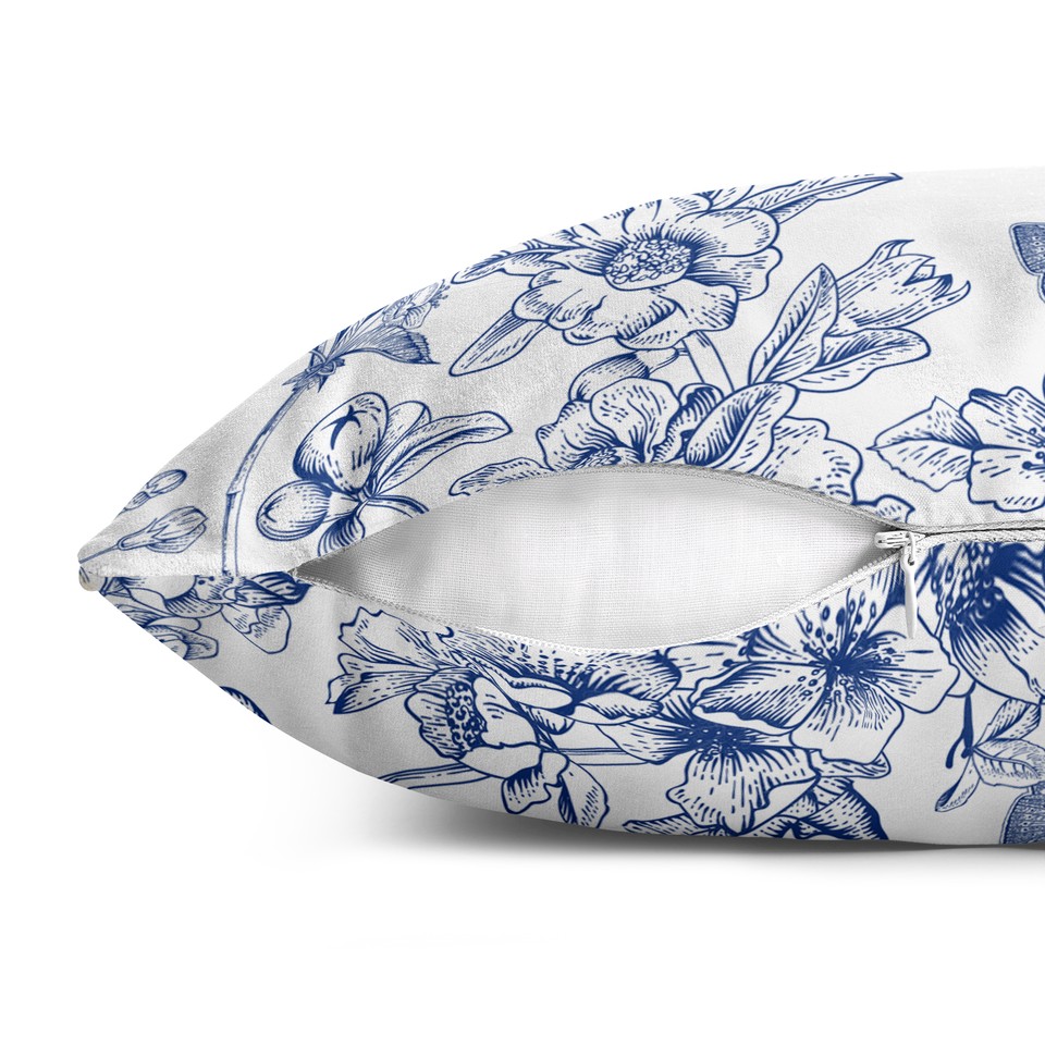 کاور کوسن قلم آبی طرح پرندگان مهاجر 2 کد 238 سفید-سرمه ای