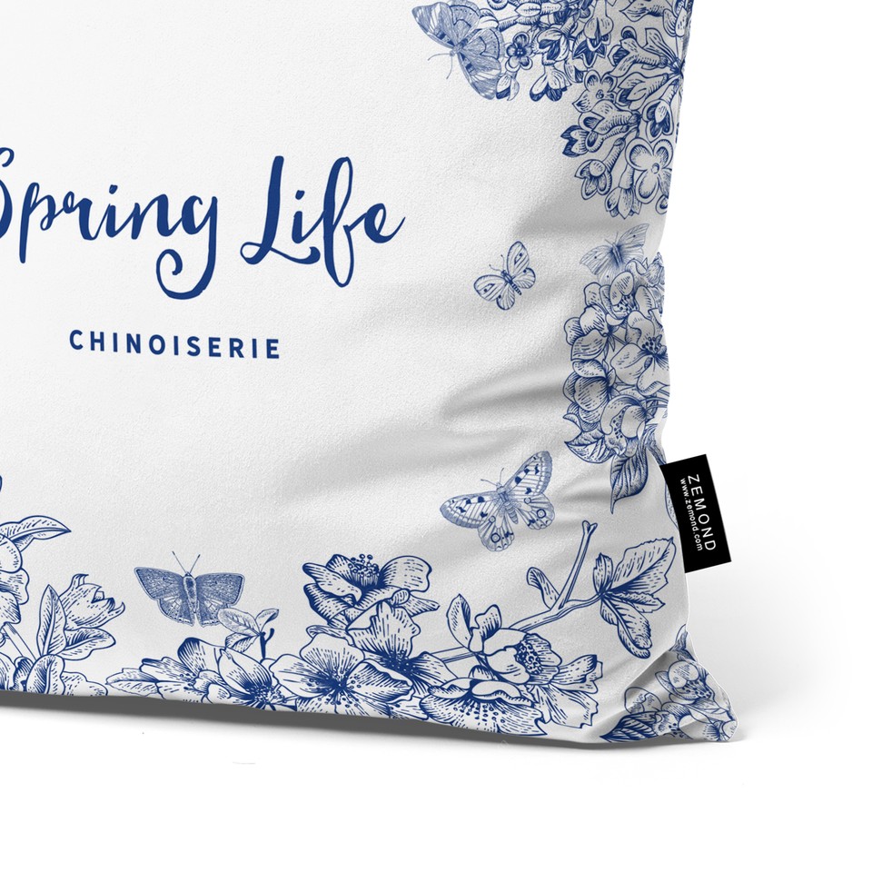 کاور کوسن قلم آبی طرح پرندگان مهاجر 2 کد 238 سفید-سرمه ای