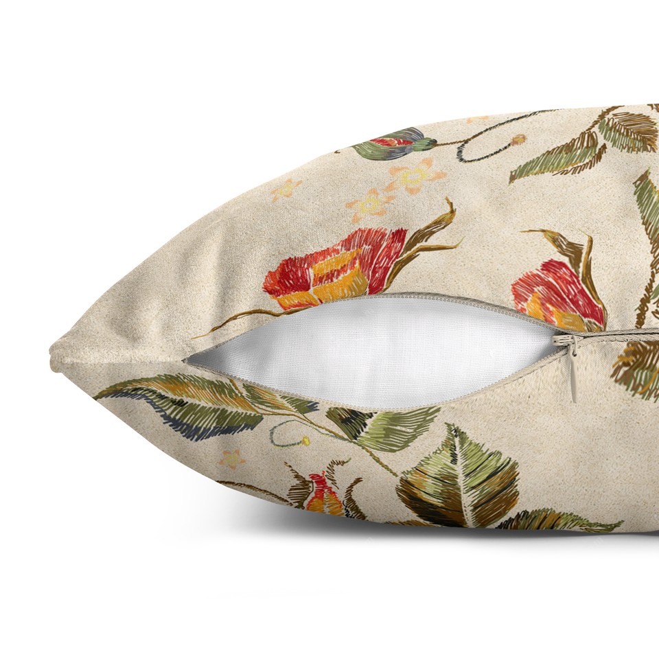 کاور کوسن زیما طرح گلدوزی کد 248 کرم-قرمز