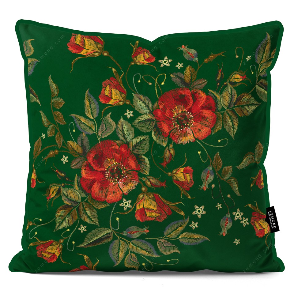 کاور کوسن پالمرا طرح گلدوزی کد 248 سبز-قرمز