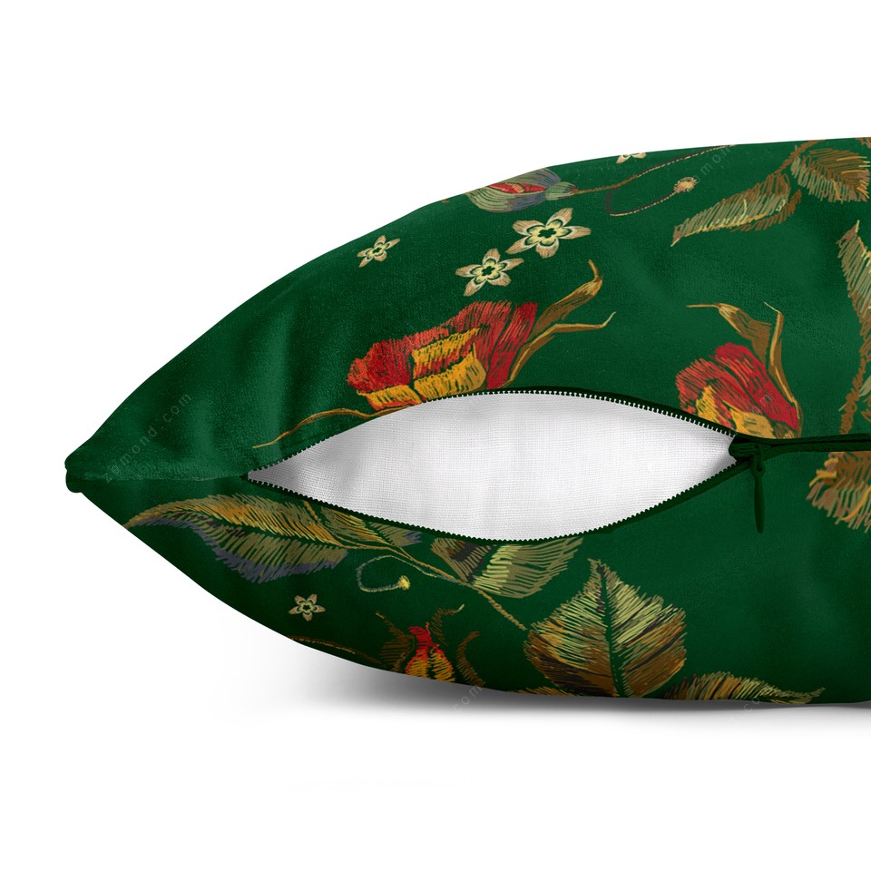 کاور کوسن پالمرا طرح گلدوزی کد 248 سبز-قرمز