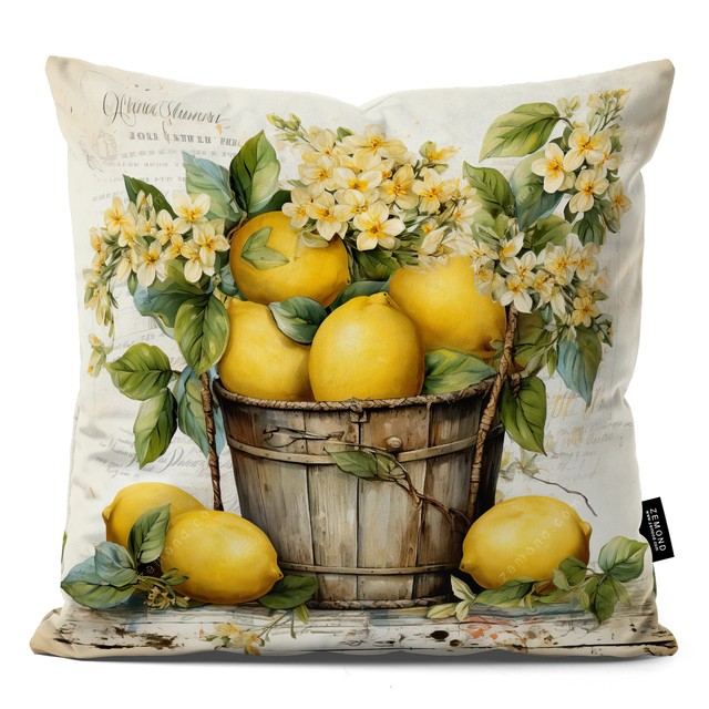 کاور کوسن پردیس طرح شاخه لیمو در سطل چوبی 1