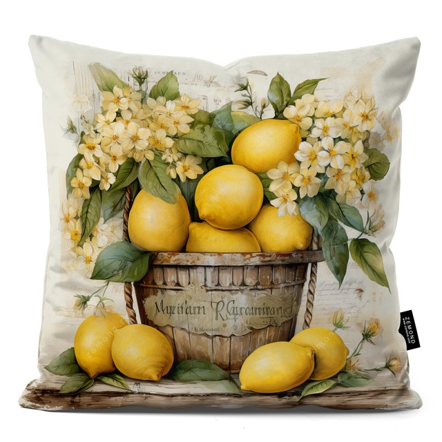 کاور کوسن پردیس طرح شاخه لیمو در سطل چوبی 2