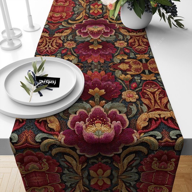 رانر زیما طرح گلدوزی درشت مخملی