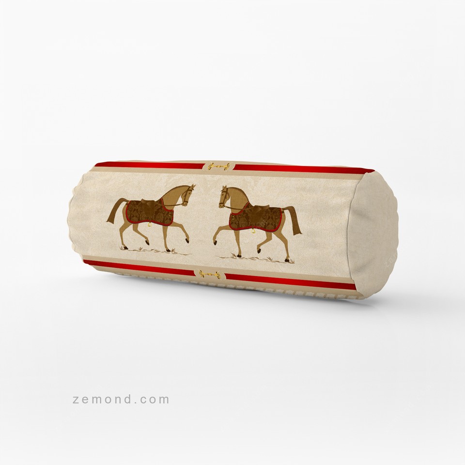 کوسن استوانه ای (سوسیسی) هرمس طرح اسب سلطنتی اصیل 4 کد 367 کرم