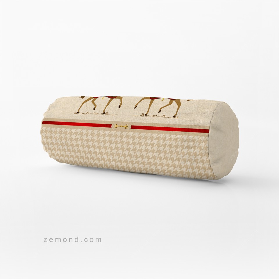 کوسن استوانه ای (سوسیسی) هرمس طرح اسب سلطنتی اصیل 4 کد 367 کرم