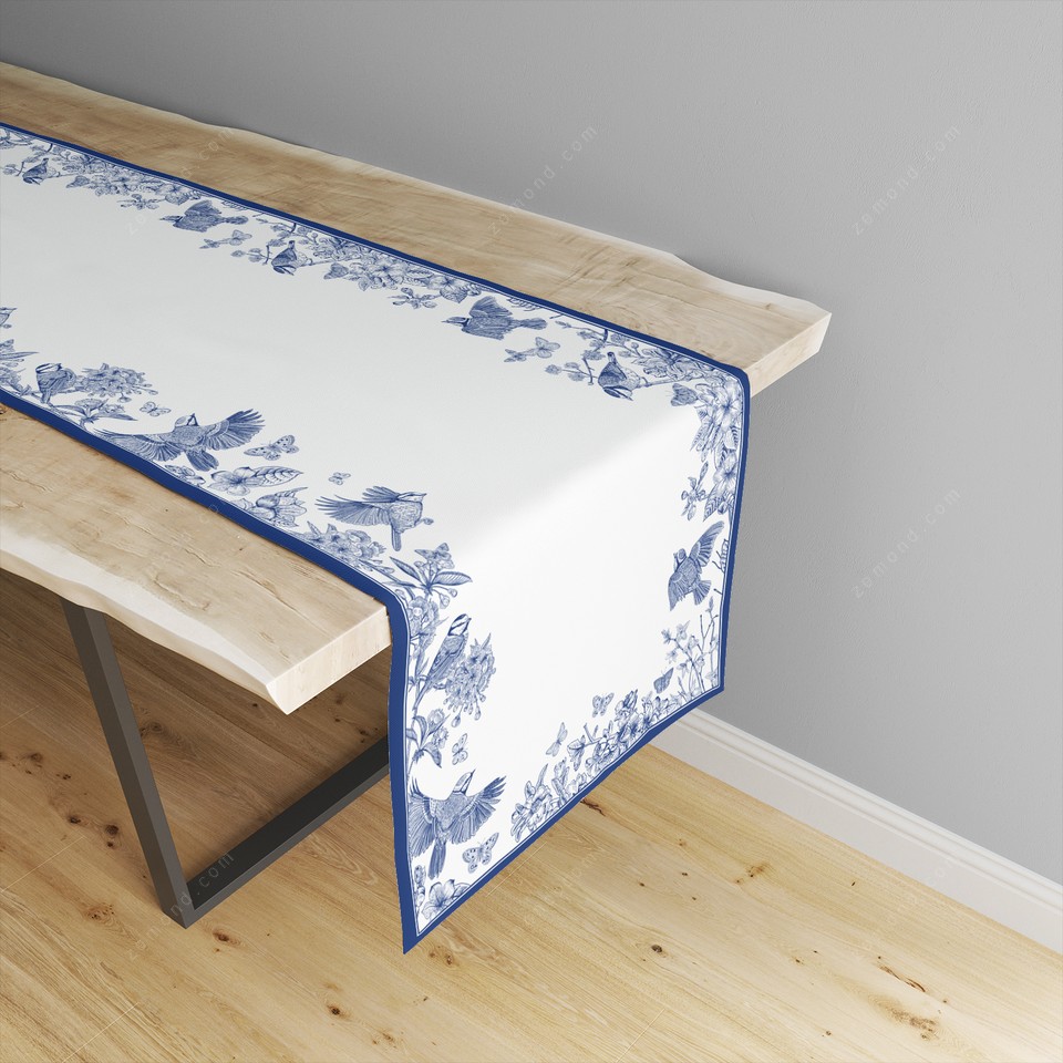 رانر قلم آبی طرح پرندگان مهاجر کد 368 سفید-سرمه ای