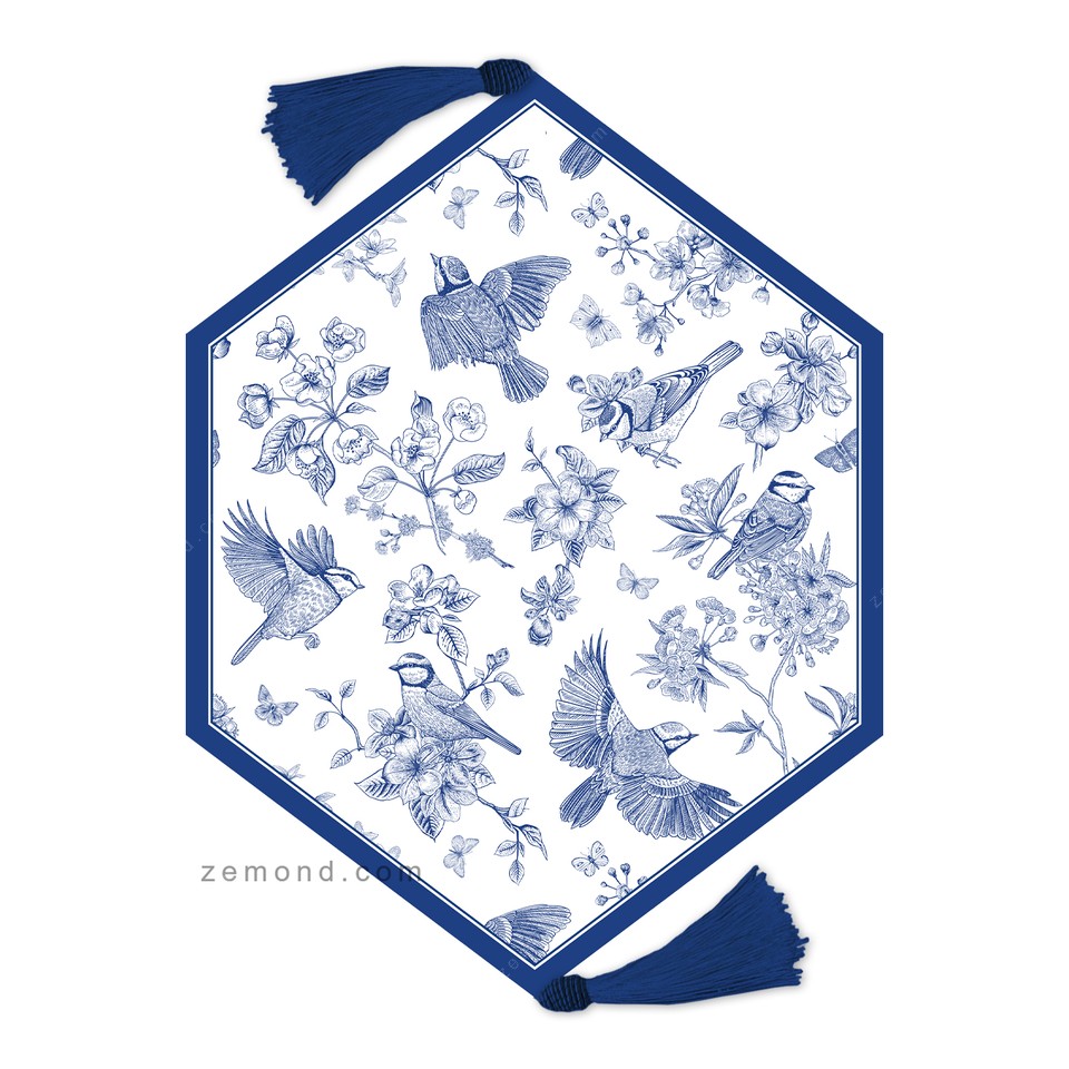 رانر قلم آبی طرح پرندگان مهاجر کد 368 سفید-سرمه ای