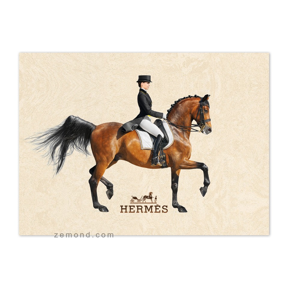 رانر شوالیه طرح بانوی اسب سوار 1 کد 370 کرم-قهوه ای