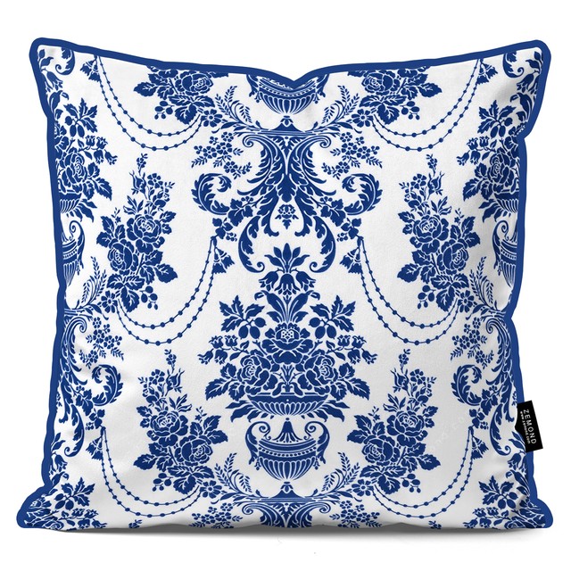 کاور کوسن قلم آبی طرح داماس کلاسیک 6