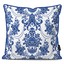 کاور کوسن قلم آبی طرح داماس کلاسیک 6 کد 46 سفید-سرمه ای