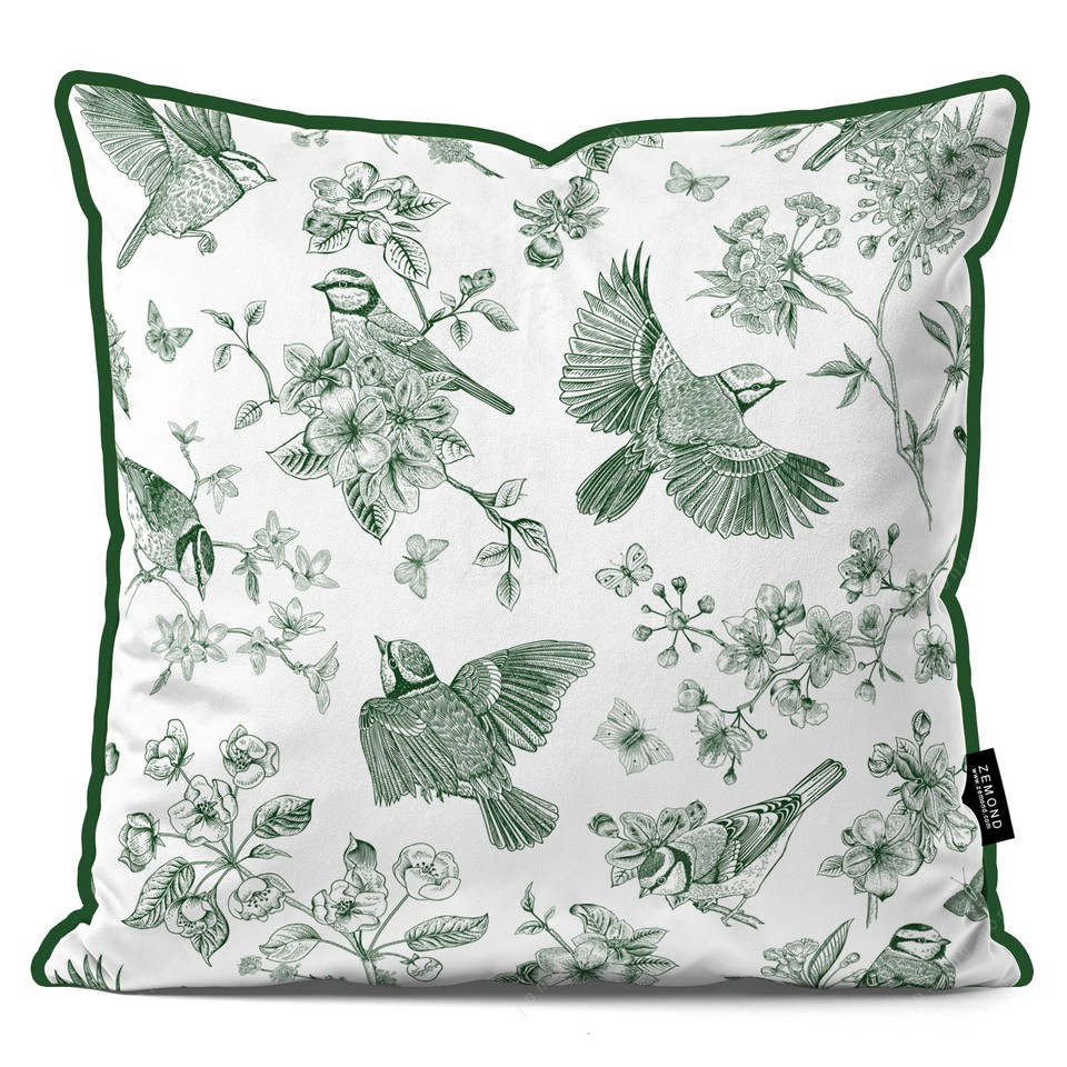 کاور کوسن قلم آبی طرح پرندگان مهاجر کد 49 سفید-سبز