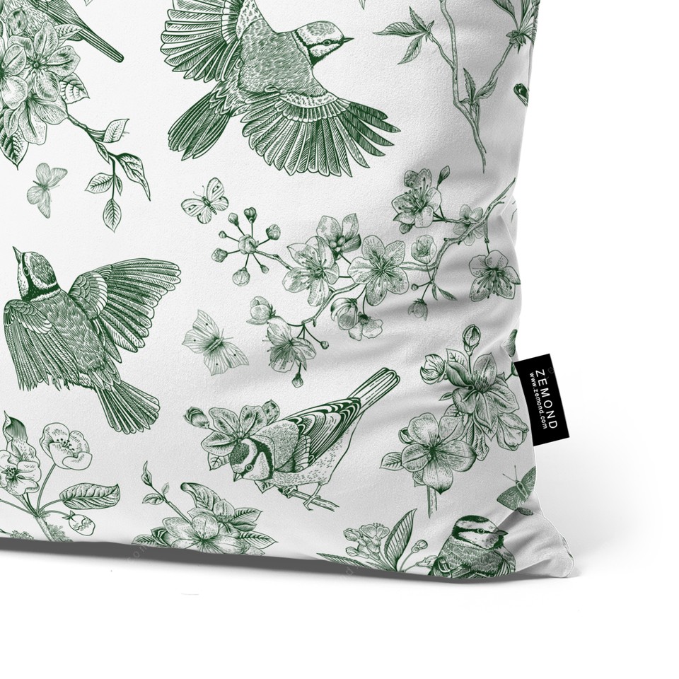 کاور کوسن قلم آبی طرح پرندگان مهاجر کد 49 سفید-سبز