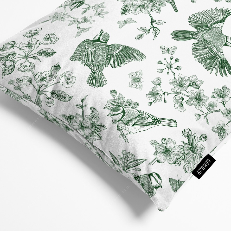 کاور کوسن قلم آبی طرح پرندگان مهاجر کد 49 سفید-سبز