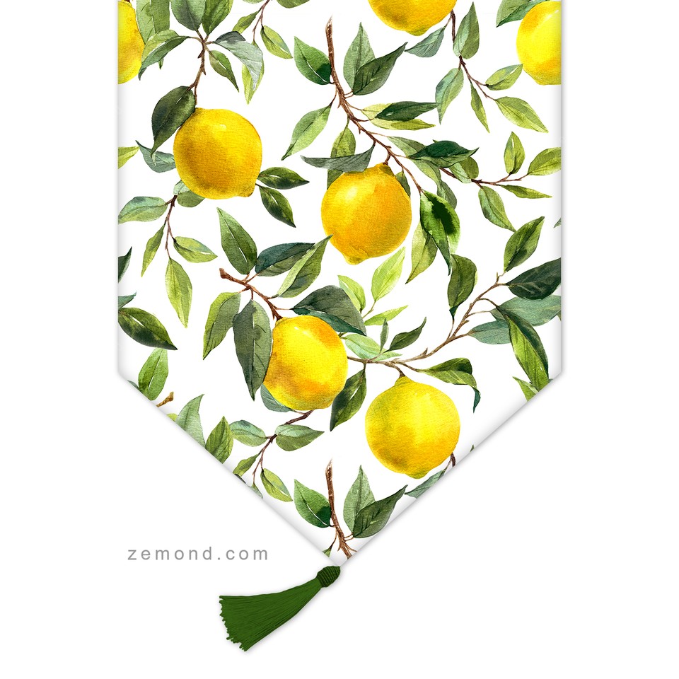 رانر پردیس طرح شاخه های لیمو کد 52 سفید-زرد-سبز