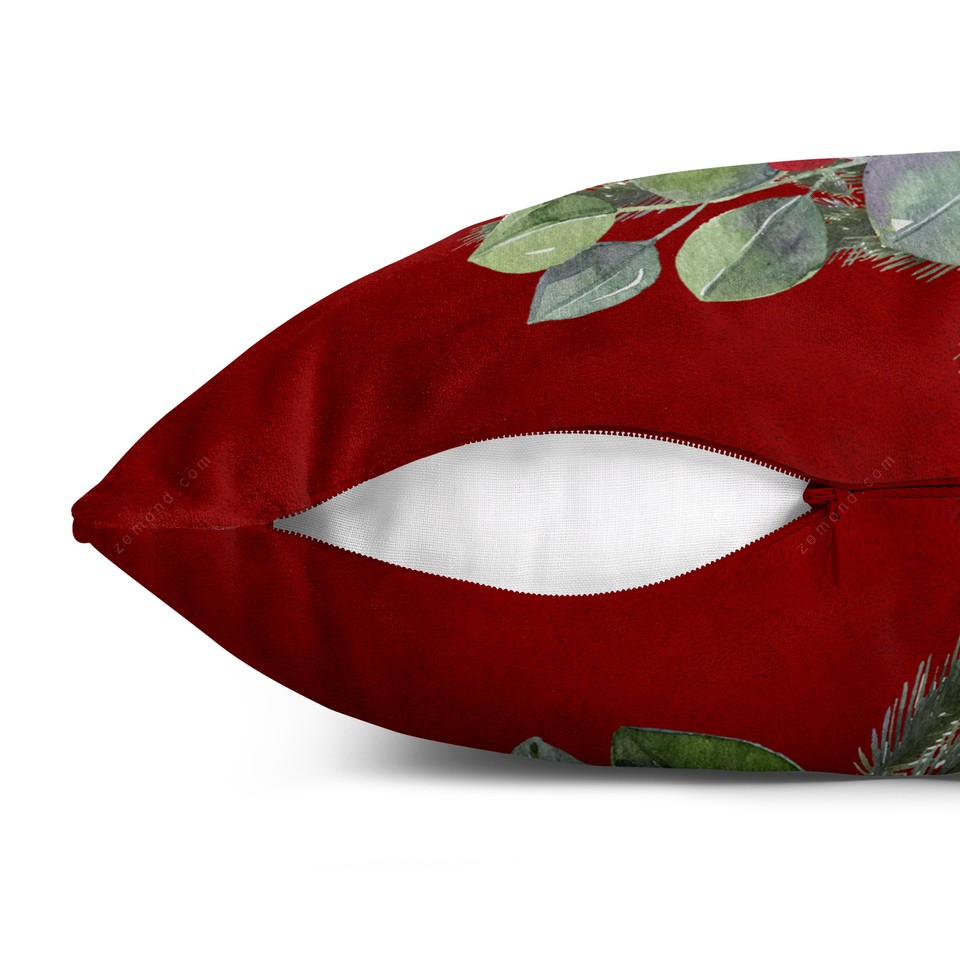 کاور کوسن زیما طرح حلقه گل کریسمس 1 کد 56 زرشکی