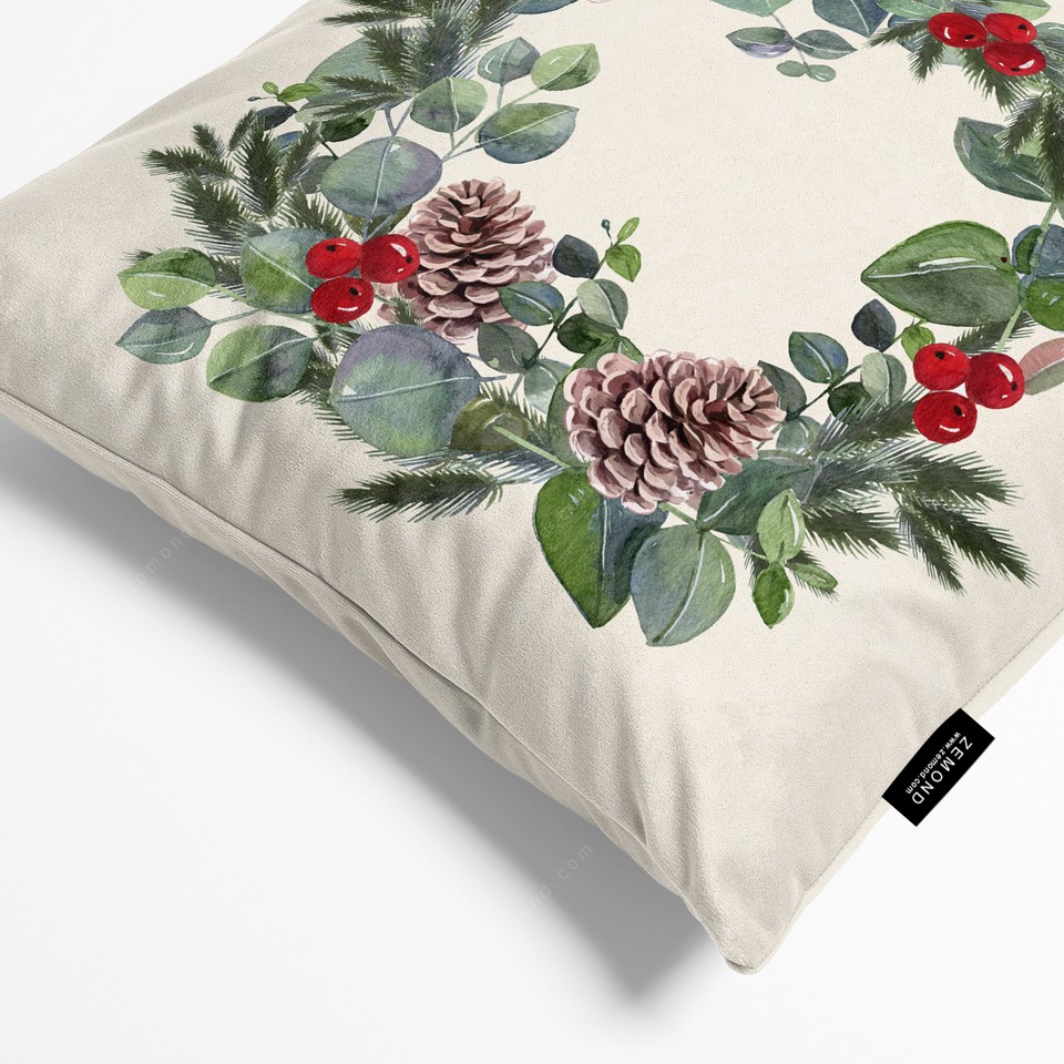 کاور کوسن زیما طرح حلقه گل کریسمس 1 کد 56 کرم