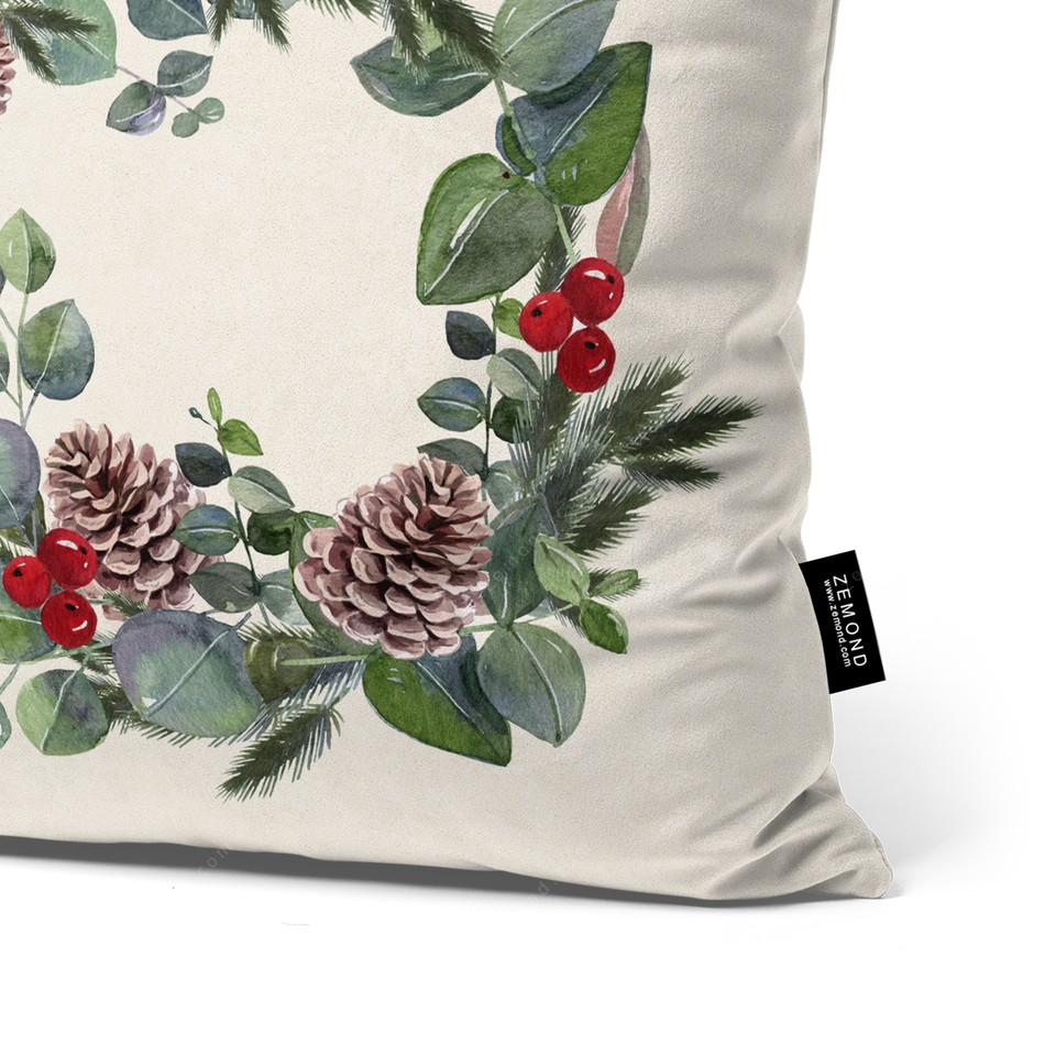 کاور کوسن زیما طرح حلقه گل کریسمس 1 کد 56 کرم