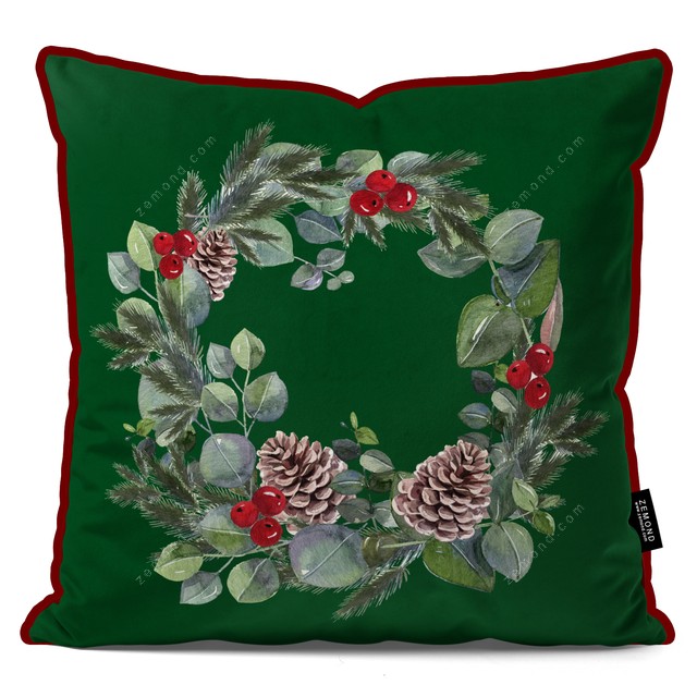 کاور کوسن زیما طرح حلقه گل کریسمس 1