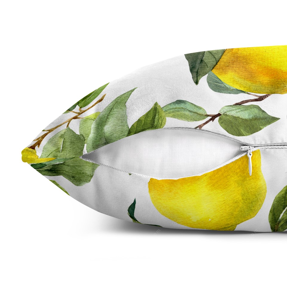 کاور کوسن پردیس طرح شاخه های لیمو کد 60 سفید-زرد-سبز