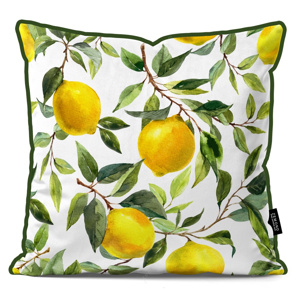 کاور کوسن پردیس طرح شاخه های لیمو کد 60 سفید-زرد-سبز