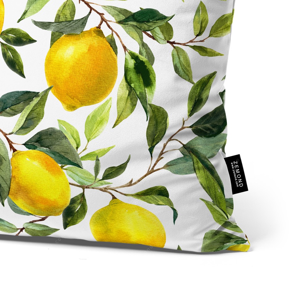 کاور کوسن پردیس طرح شاخه های لیمو کد 60 سفید-زرد-سبز