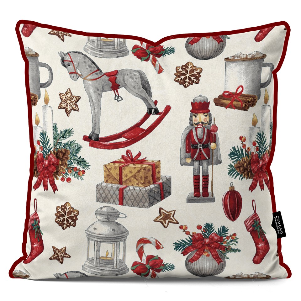 کاور کوسن زیما طرح فندق شکن و کادوهای کریسمس کد 69 کرم